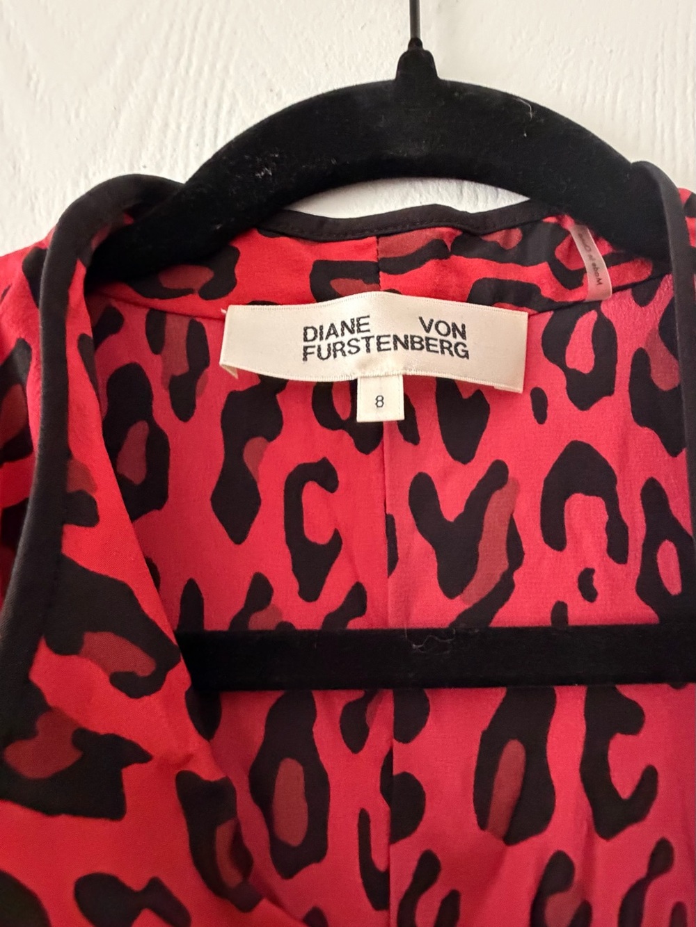 Diane Von Furstenberg Red and Black Leopard Print Asymmetrical Dress - Picture 4 of 4